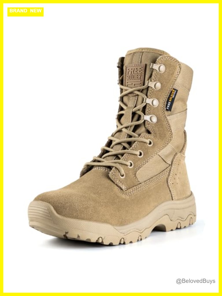 8 Inch Suede Leather Tactical Combat Boots Lightweight Lace-Up